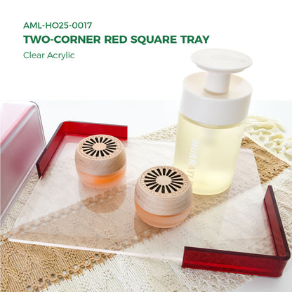AIMOLLYClear Acrylic Rounded Corner Square Tray  with Handles, Elegant Home Tray for Breakfast, Dining, Makeup Organizer, Bathroom Vanity, Coffee Table & Ottoman (Model: AML-HO25-0017)