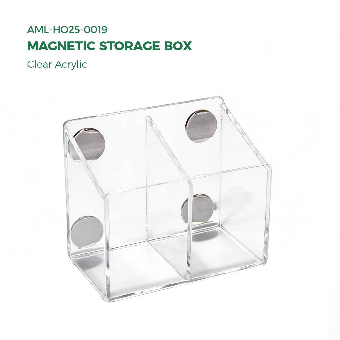 AIMOLLY Small Clear 2-Compartment Acrylic Makeup Organizer - Transparent Shatter-Proof Plastic Makeup Holder, Vanity Storage Solution for Bathroom & Beauty Supplies Model: AML-HO25-0019)