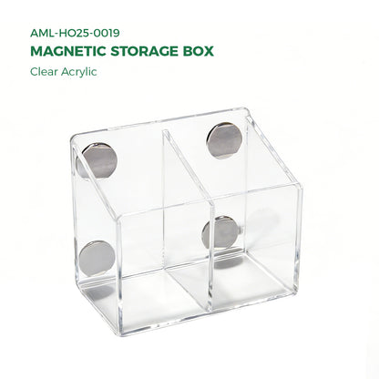 AIMOLLY Small Clear 2-Compartment Acrylic Makeup Organizer - Transparent Shatter-Proof Plastic Makeup Holder, Vanity Storage Solution for Bathroom & Beauty Supplies Model: AML-HO25-0019)