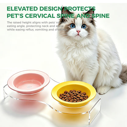 AIMOLLY acrylic 8-2 Bowl- Elevated Dog/Cat Feeder. High-rise dog/cat feeder. Perfect for cats and puppies. Model: AML-PE25-0020