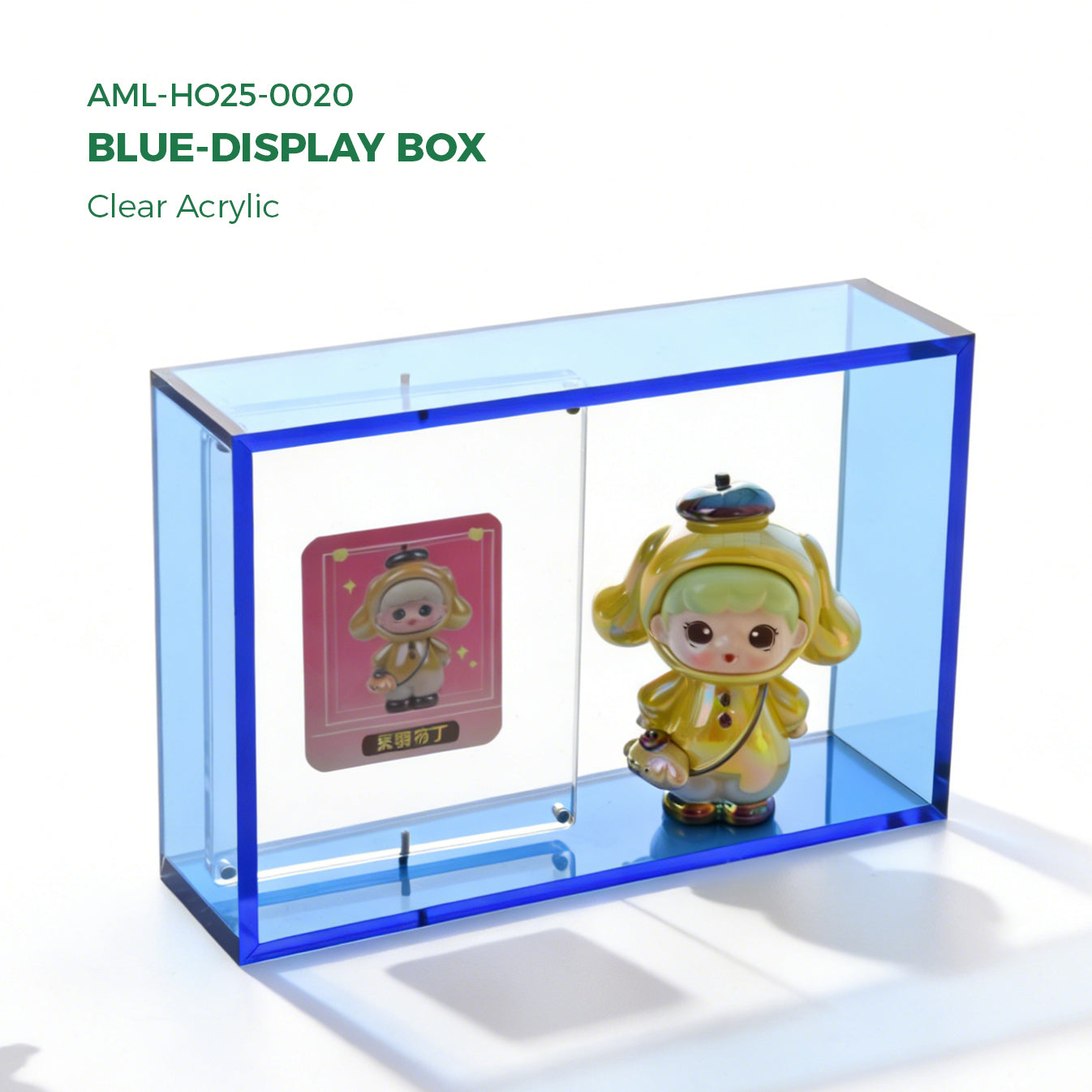 AIMOLLY Clear Acrylic Display Case for Hobby Collectibles, Easy Assemble Dust Cover Showcase & Stackable Storage Box (Model: AML-HO25-0020/0021）