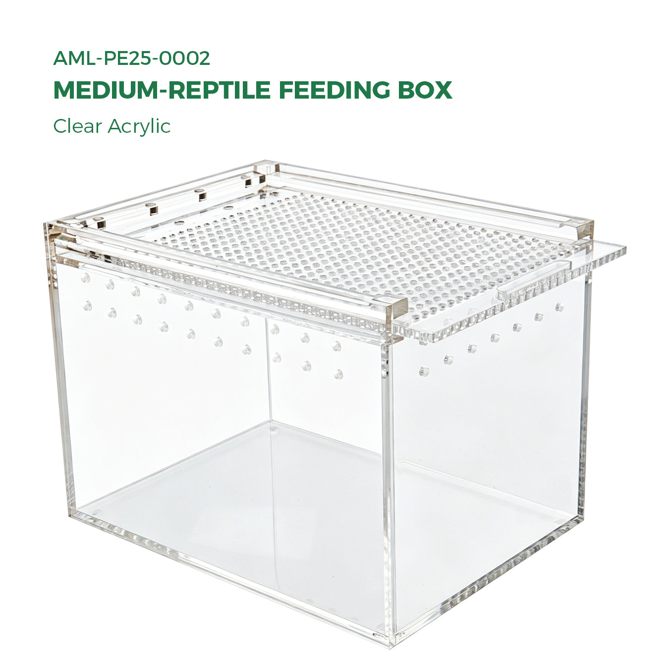 AIMOLLY Acrylic Reptile Feeding Box(small-medium-large) Reptiles Feeding box Crustacean breeding box Snake lizard enclosure Office supplies (Model: AML-PE25-0001/02/03)