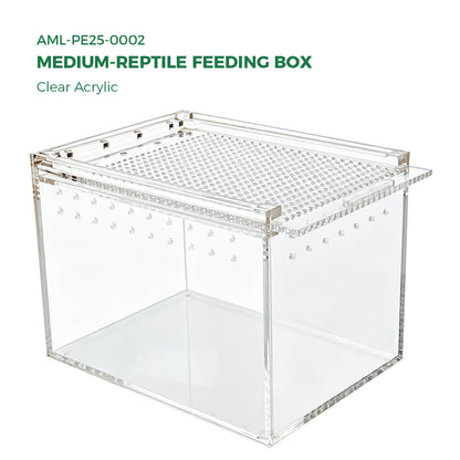 AIMOLLY Acrylic Reptile Feeding Box(small-medium-large) Reptiles Feeding box Crustacean breeding box Snake lizard enclosure Office supplies (Model: AML-PE25-0001/02/03)