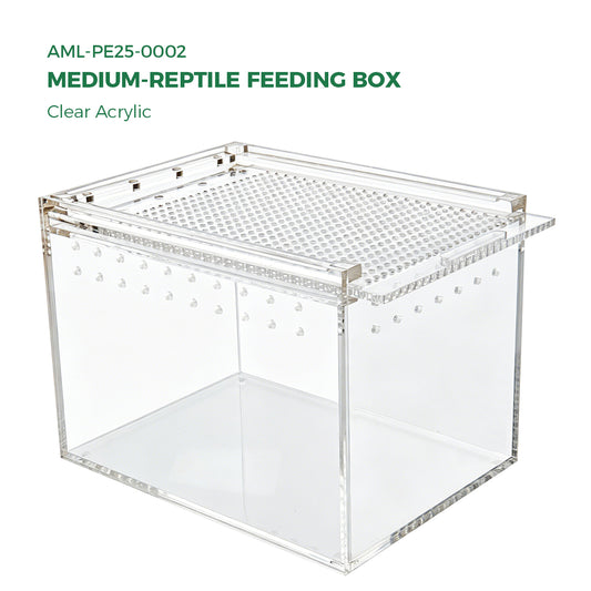 AIMOLLY Acrylic Reptile Feeding Box(small-medium-large) Reptiles Feeding box Crustacean breeding box Snake lizard enclosure Office supplies (Model: AML-PE25-0001/02/03)