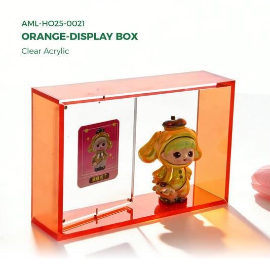 AIMOLLY Clear Acrylic Display Case for Hobby Collectibles, Easy Assemble Dust Cover Showcase & Stackable Storage Box (Model: AML-HO25-0020/0021）