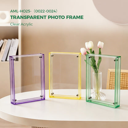 AIMOLLY Transparent Photo Frame .Freestanding Double Sided Magnetic Acrylic Lucite Frameless Transparent Square Frame Gift for Desktop Display(AML-HO25-（0022-0024）)
