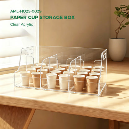 AIMOLLY - Paper cup storage box- 6 Compartment PC Cup & Lid Dispenser, Countertop Coffee Cup and Lid Storage Organizer for Kitchen, Breakroom, Bar & RestaurantModel: AML-HO25-0029)