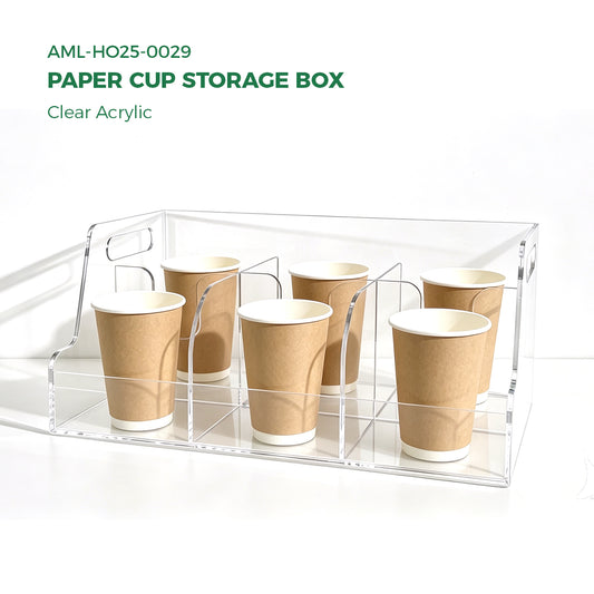 AIMOLLY - Paper cup storage box- 6 Compartment PC Cup & Lid Dispenser, Countertop Coffee Cup and Lid Storage Organizer for Kitchen, Breakroom, Bar & RestaurantModel: AML-HO25-0029)