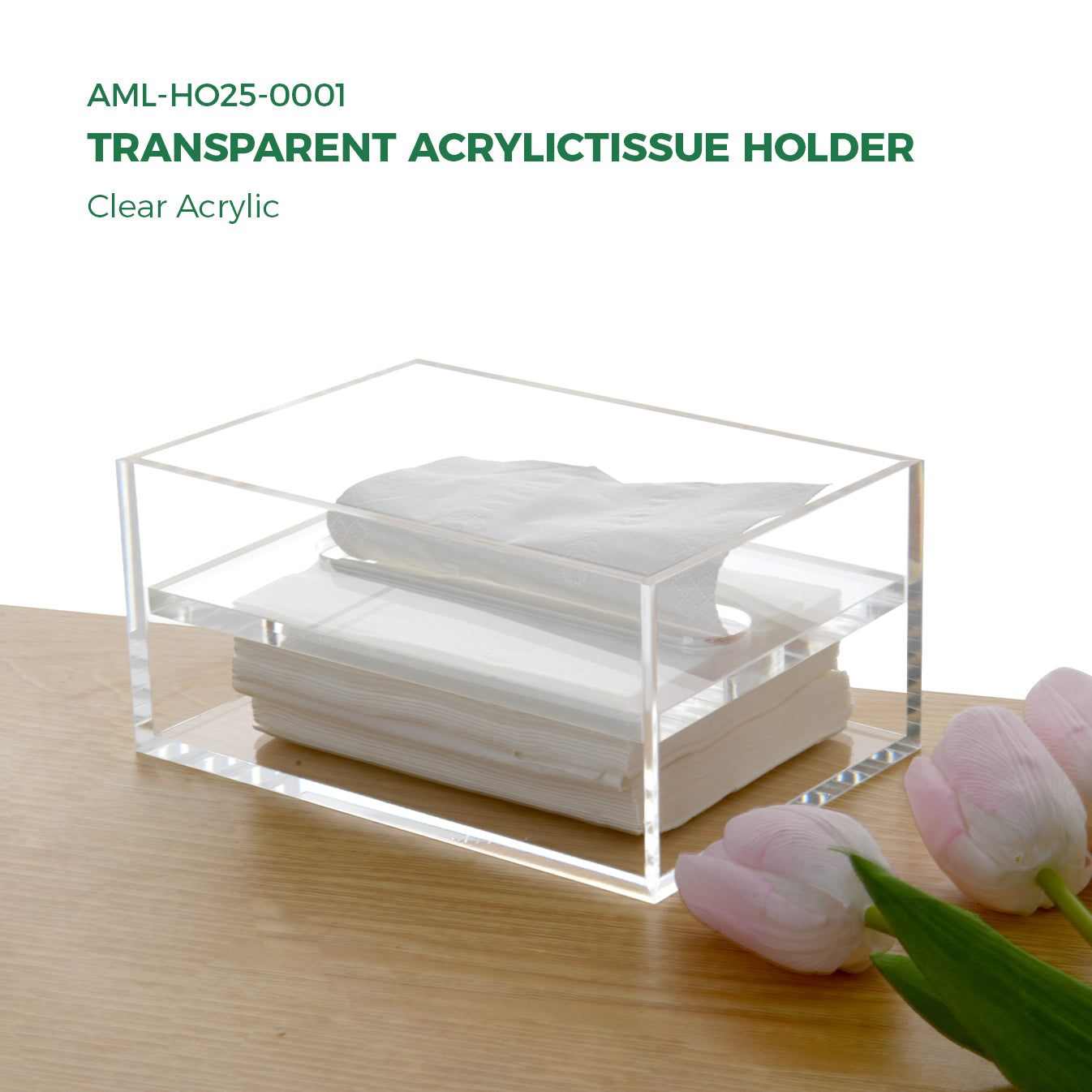 AIMOLLY Clear Acrylic Tissue Box for Office & Home Desktop Storage（AMO-HO25-0001）