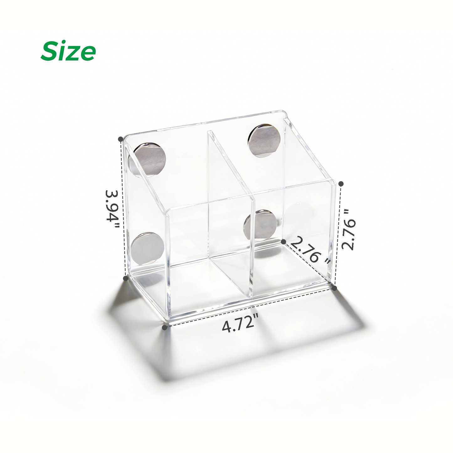 AIMOLLY Small Clear 2-Compartment Acrylic Makeup Organizer - Transparent Shatter-Proof Plastic Makeup Holder, Vanity Storage Solution for Bathroom & Beauty Supplies Model: AML-HO25-0019)