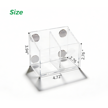 AIMOLLY Small Clear 2-Compartment Acrylic Makeup Organizer - Transparent Shatter-Proof Plastic Makeup Holder, Vanity Storage Solution for Bathroom & Beauty Supplies Model: AML-HO25-0019)