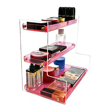 Clear Acrylic  Pink Makeup & Perfume Organizer