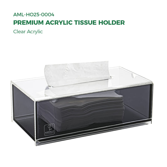 AIMOLLY frosted acrylic semi-permeable tissue box tissue box facial tissue multifunctional facial tissue storage box.(Model AML-HO25-0003-0004)