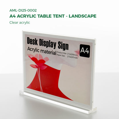 Clear Acrylic A4  Table Tent