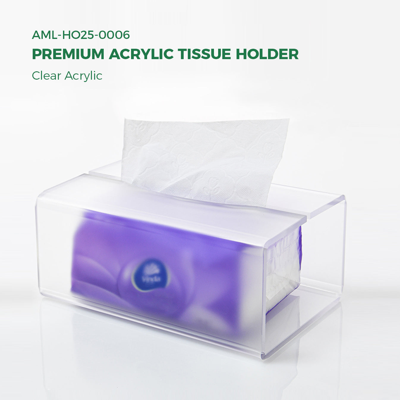 AIMOLLY Clear Acrylic Tissue Box for Office & Home Desktop Storage（AML-HO25-0006）