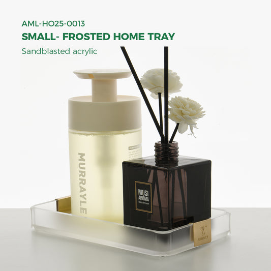 AIMOLLY Small Home Tray - Elegant Clear Acrylic Serving Tray with Handles, Perfect for Breakfast, Dining, Makeup Organizer, Bathroom Vanity, Coffee Table & Ottoman (Model: AML-HO25-0013-0014)
