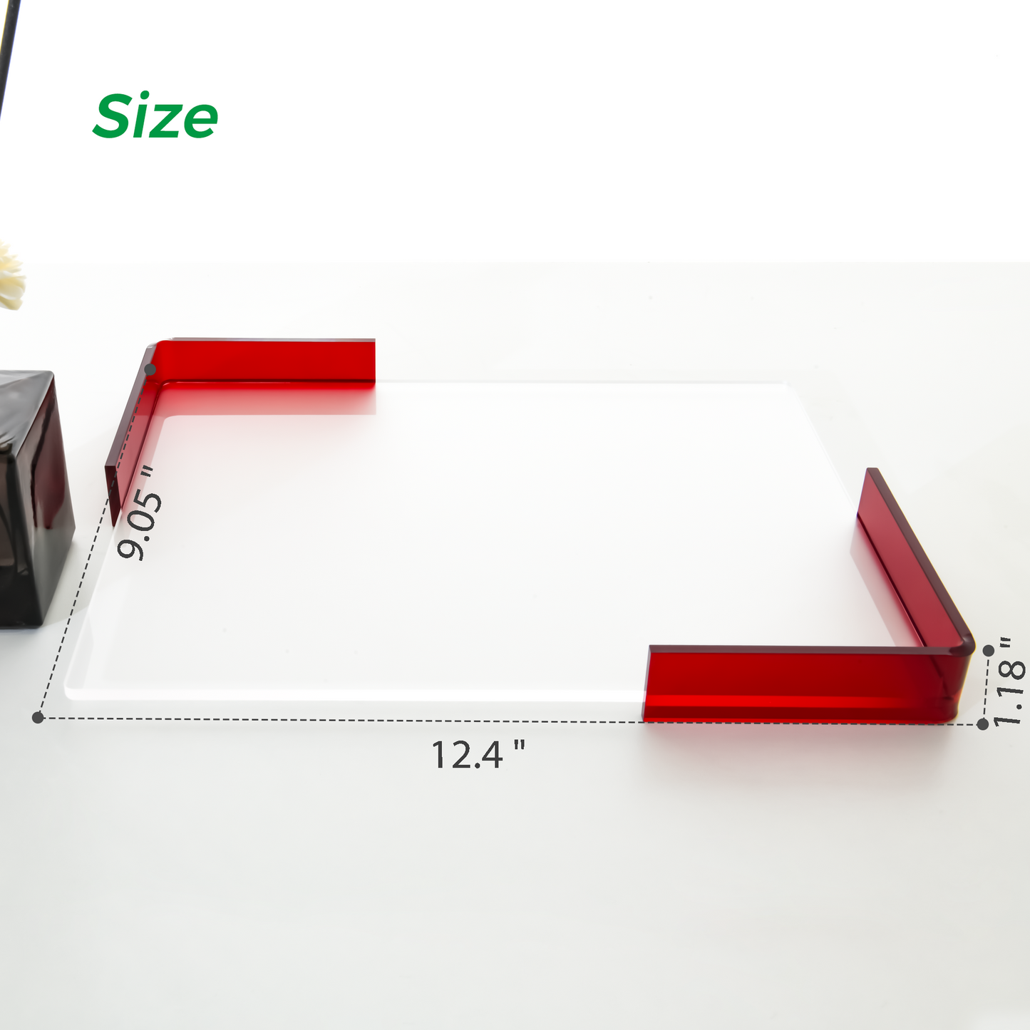 AIMOLLYClear Acrylic Rounded Corner Square Tray  with Handles, Elegant Home Tray for Breakfast, Dining, Makeup Organizer, Bathroom Vanity, Coffee Table & Ottoman (Model: AML-HO25-0017)
