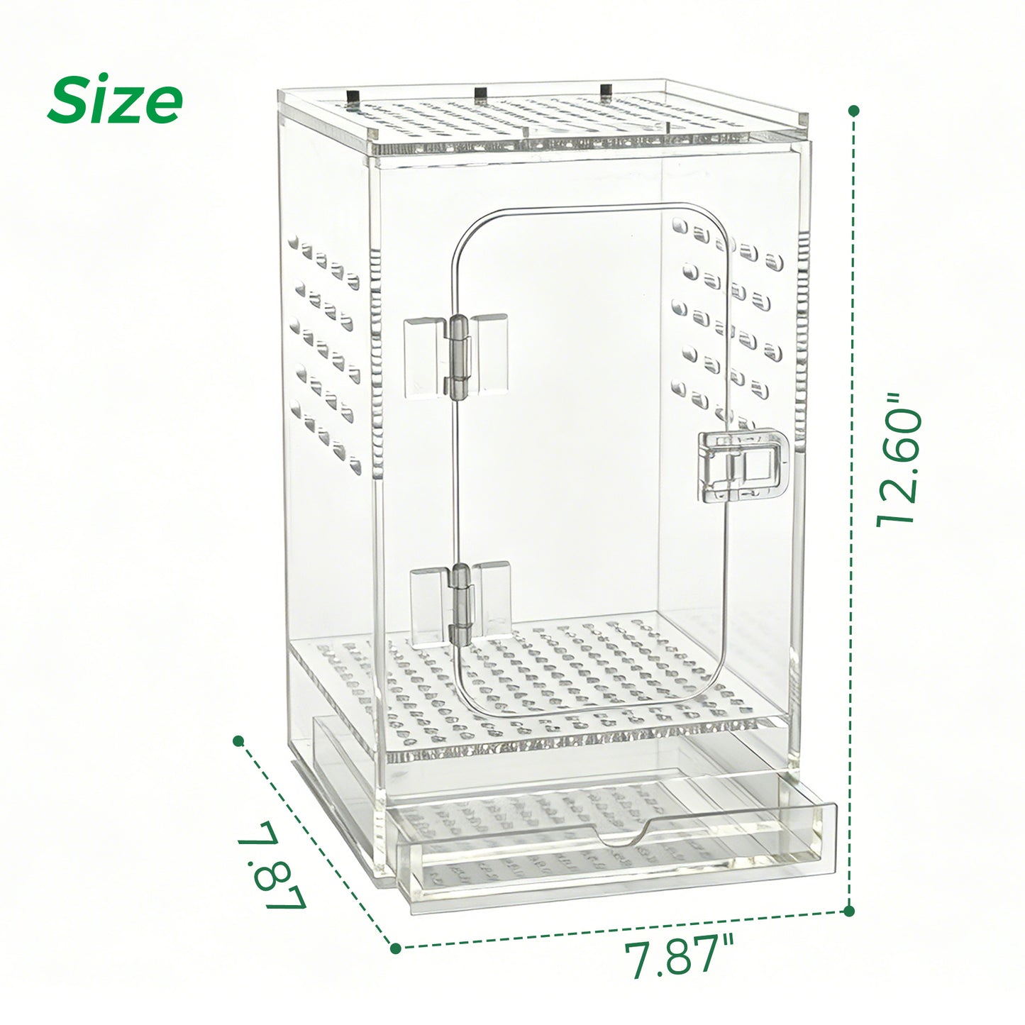 AIMOLLY Acrylic tall reptile enclosure， Ventilated pet cage, with 360° clear view, easy-to-clean living environment, suitable for geckos, frogs, insects, hermit crabs, etc.(Model: AML-PE25-0004/5/6/7)