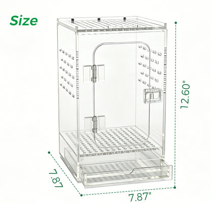 AIMOLLY Acrylic tall reptile enclosure， Ventilated pet cage, with 360° clear view, easy-to-clean living environment, suitable for geckos, frogs, insects, hermit crabs, etc.(Model: AML-PE25-0004/5/6/7)