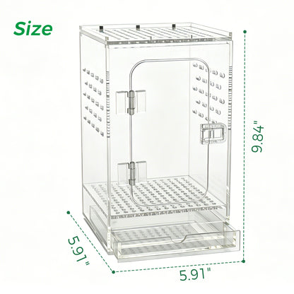 AIMOLLY Acrylic tall reptile enclosure， Ventilated pet cage, with 360° clear view, easy-to-clean living environment, suitable for geckos, frogs, insects, hermit crabs, etc.(Model: AML-PE25-0004/5/6/7)
