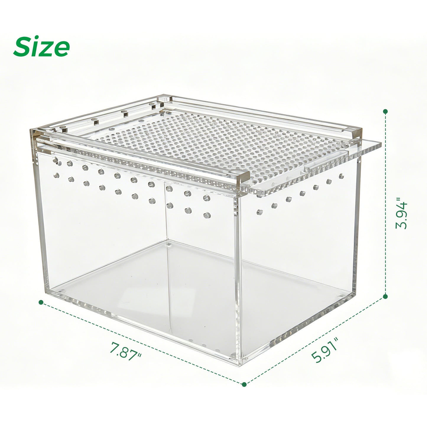 AIMOLLY Acrylic Reptile Feeding Box(small-medium-large) Reptiles Feeding box Crustacean breeding box Snake lizard enclosure Office supplies (Model: AML-PE25-0001/02/03)