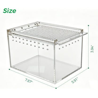 AIMOLLY Acrylic Reptile Feeding Box(small-medium-large) Reptiles Feeding box Crustacean breeding box Snake lizard enclosure Office supplies (Model: AML-PE25-0001/02/03)