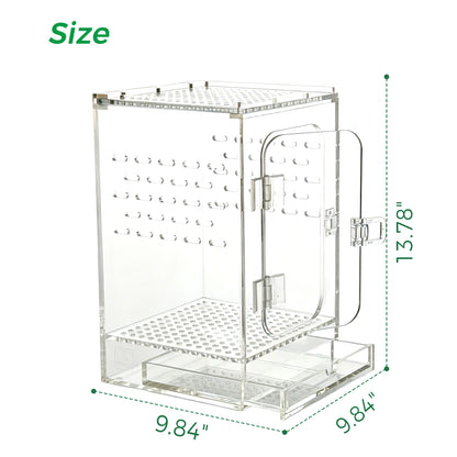 AIMOLLY Acrylic tall reptile enclosure， Ventilated pet cage, with 360° clear view, easy-to-clean living environment, suitable for geckos, frogs, insects, hermit crabs, etc.(Model: AML-PE25-0004/5/6/7)