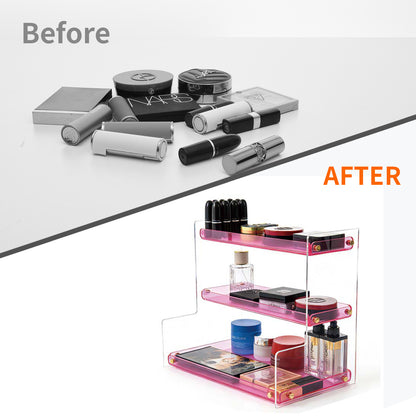 Clear Acrylic  Pink Makeup & Perfume Organizer