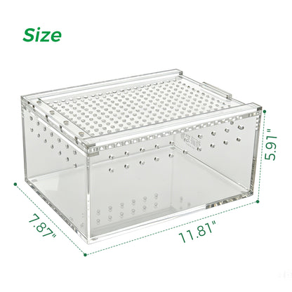 AIMOLLY Acrylic Reptile Feeding Box(small-medium-large) Reptiles Feeding box Crustacean breeding box Snake lizard enclosure Office supplies (Model: AML-PE25-0001/02/03)