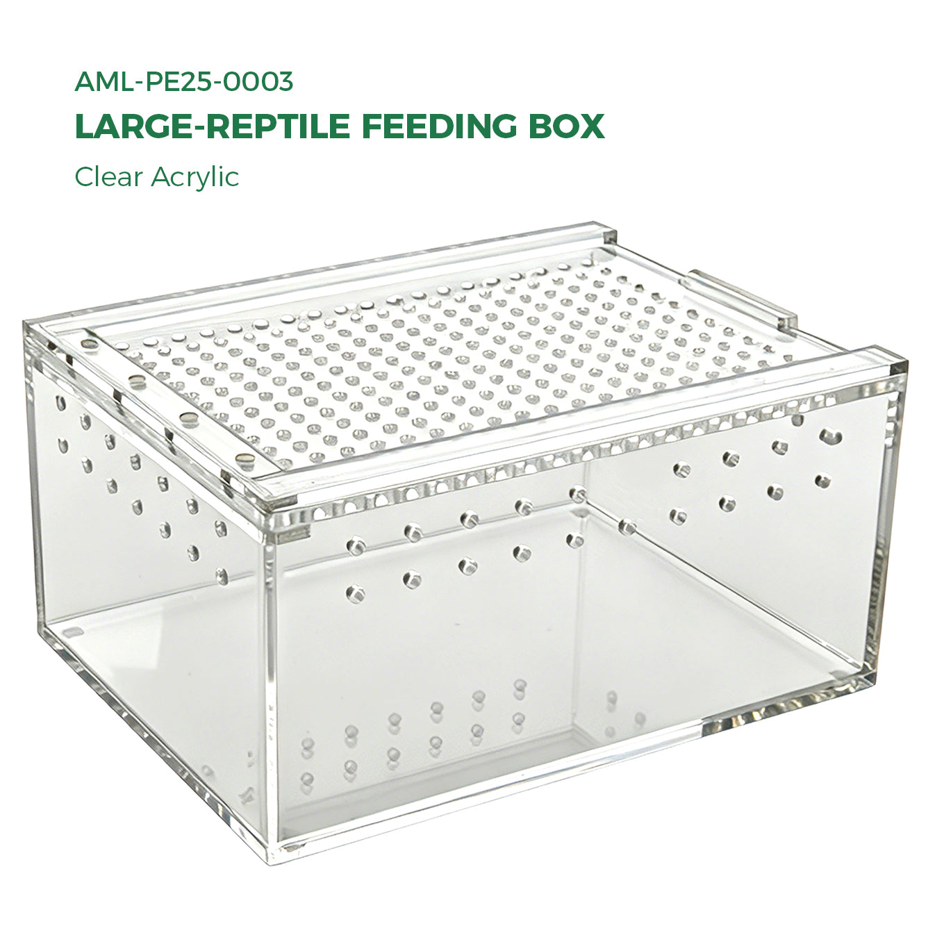 AIMOLLY Acrylic Reptile Feeding Box(small-medium-large) Reptiles Feeding box Crustacean breeding box Snake lizard enclosure Office supplies (Model: AML-PE25-0001/02/03)