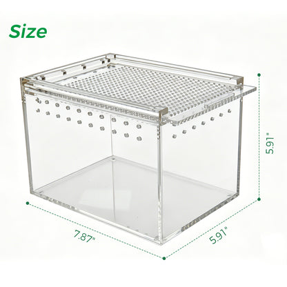 AIMOLLY Acrylic Reptile Feeding Box(small-medium-large) Reptiles Feeding box Crustacean breeding box Snake lizard enclosure Office supplies (Model: AML-PE25-0001/02/03)