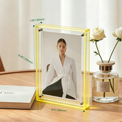 AIMOLLY Transparent Photo Frame .Freestanding Double Sided Magnetic Acrylic Lucite Frameless Transparent Square Frame Gift for Desktop Display(AML-HO25-（0022-0024）)