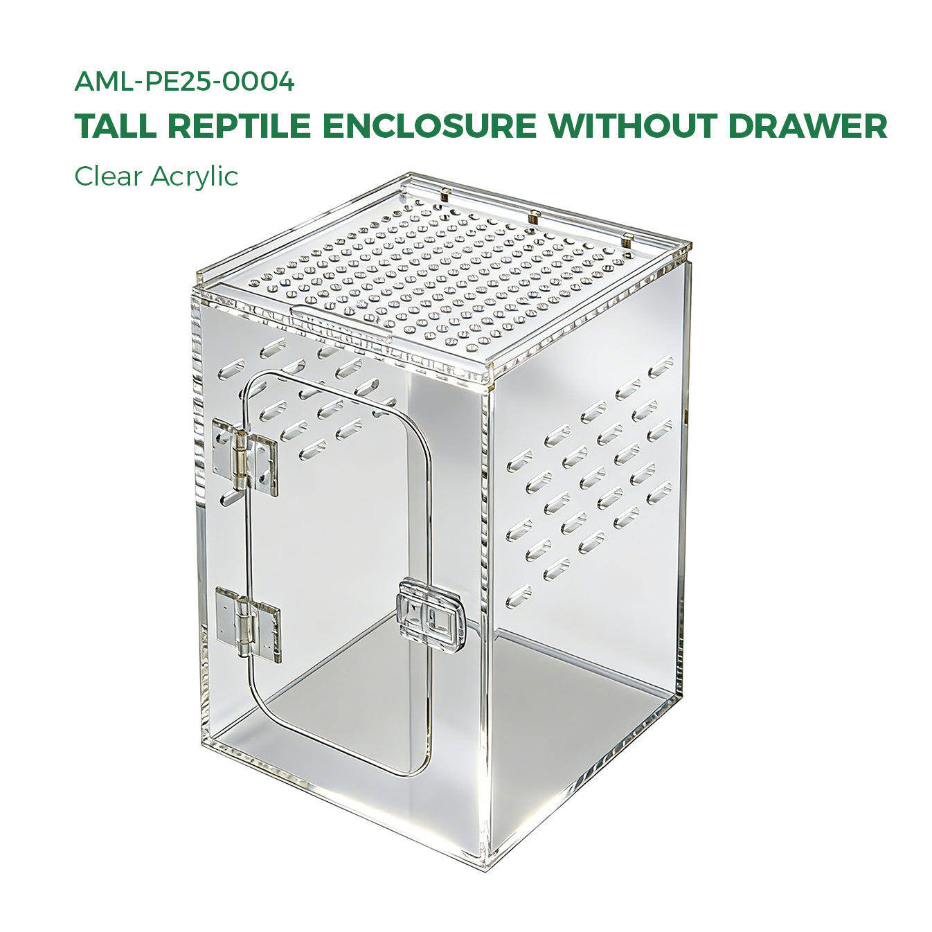 AIMOLLY Acrylic tall reptile enclosure， Ventilated pet cage, with 360° clear view, easy-to-clean living environment, suitable for geckos, frogs, insects, hermit crabs, etc.(Model: AML-PE25-0004/5/6/7)