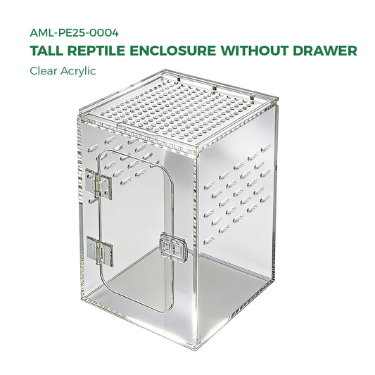 AIMOLLY Acrylic tall reptile enclosure， Ventilated pet cage, with 360° clear view, easy-to-clean living environment, suitable for geckos, frogs, insects, hermit crabs, etc.(Model: AML-PE25-0004/5/6/7)