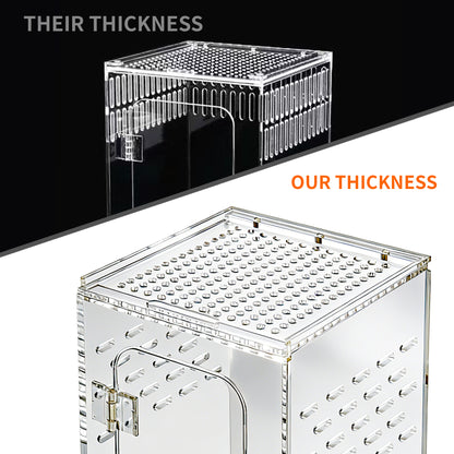 AIMOLLY Acrylic tall reptile enclosure， Ventilated pet cage, with 360° clear view, easy-to-clean living environment, suitable for geckos, frogs, insects, hermit crabs, etc.(Model: AML-PE25-0004/5/6/7)