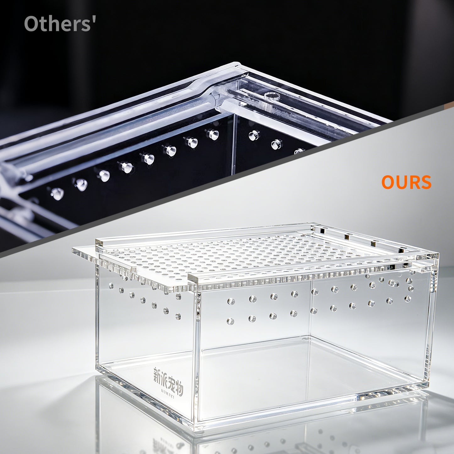 AIMOLLY Acrylic Reptile Feeding Box(small-medium-large) Reptiles Feeding box Crustacean breeding box Snake lizard enclosure Office supplies (Model: AML-PE25-0001/02/03)