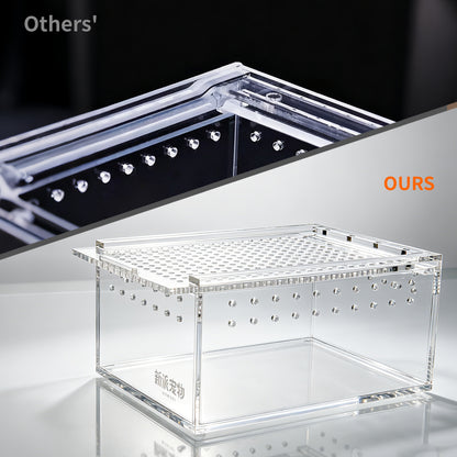 AIMOLLY Acrylic Reptile Feeding Box(small-medium-large) Reptiles Feeding box Crustacean breeding box Snake lizard enclosure Office supplies (Model: AML-PE25-0001/02/03)