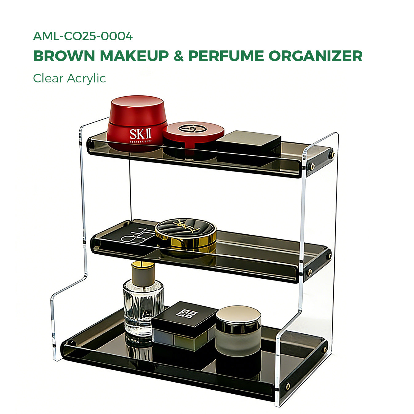 Clear Acrylic  Pink Makeup & Perfume Organizer