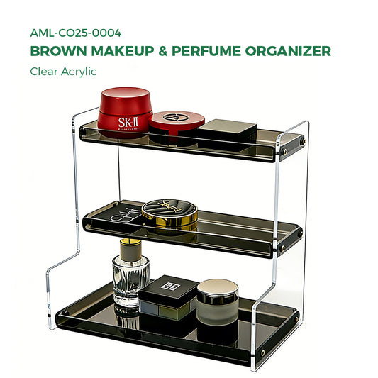 Clear Acrylic  Pink Makeup & Perfume Organizer