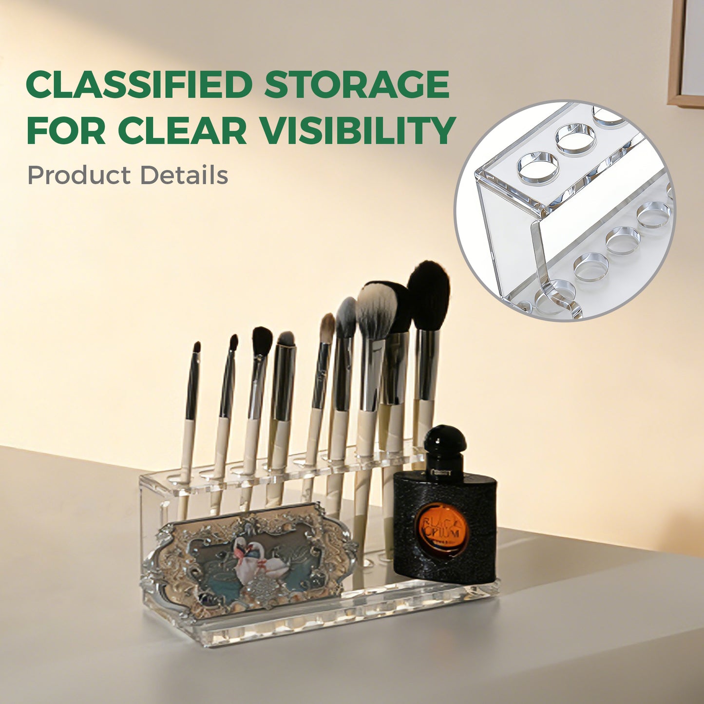 AIMOLLY Acrylic pen holder stand, custom-made high-quality desktop pencil organizer, makeup brush holder, transparent acrylic transparent plastic pen stand, acrylic pen holder (Model AML-059)