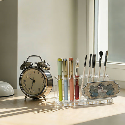 AIMOLLY Acrylic pen holder stand, custom-made high-quality desktop pencil organizer, makeup brush holder, transparent acrylic transparent plastic pen stand, acrylic pen holder (Model AML-059)