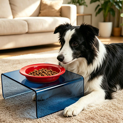 AIMOLLY  3-color acrylic high-rise dog/cat feeder. High-rise dog/cat feeder. Perfect for cats and puppies. Model: AML-PE25-0014/15/16