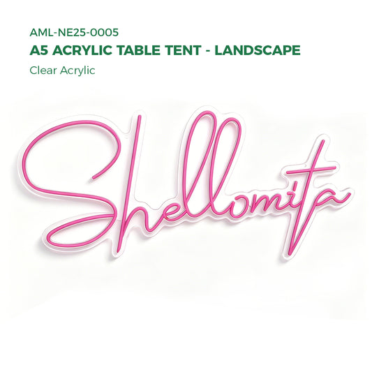 Clear Acrylic A5 Acrylic Table Tent - Landscape