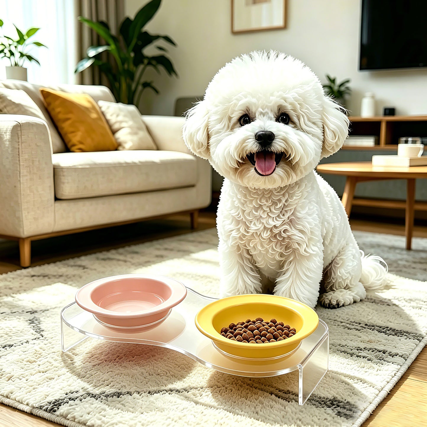 AIMOLLY acrylic 8-2 Bowl- Elevated Dog/Cat Feeder. High-rise dog/cat feeder. Perfect for cats and puppies. Model: AML-PE25-0020