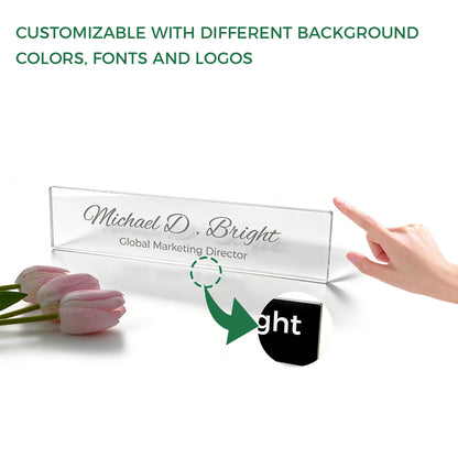 Clear Acrylic Name Plate Sign Holder for Office Door or Desk