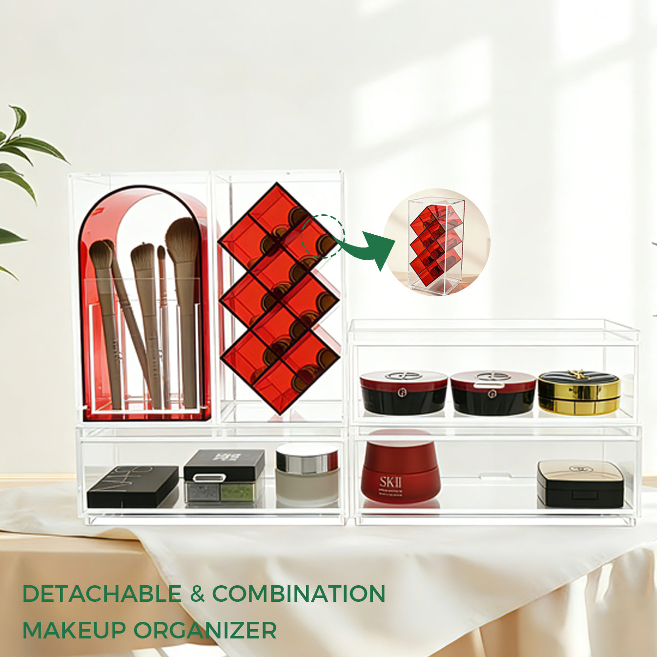 Clear Acrylic Makeup Organizer Set