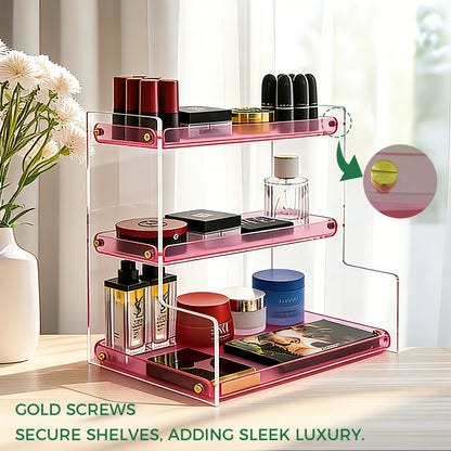 Clear Acrylic  Pink Makeup & Perfume Organizer