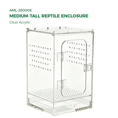 AIMOLLY Acrylic tall reptile enclosure， Ventilated pet cage, with 360° clear view, easy-to-clean living environment, suitable for geckos, frogs, insects, hermit crabs, etc.(Model: AML-PE25-0004/5/6/7)