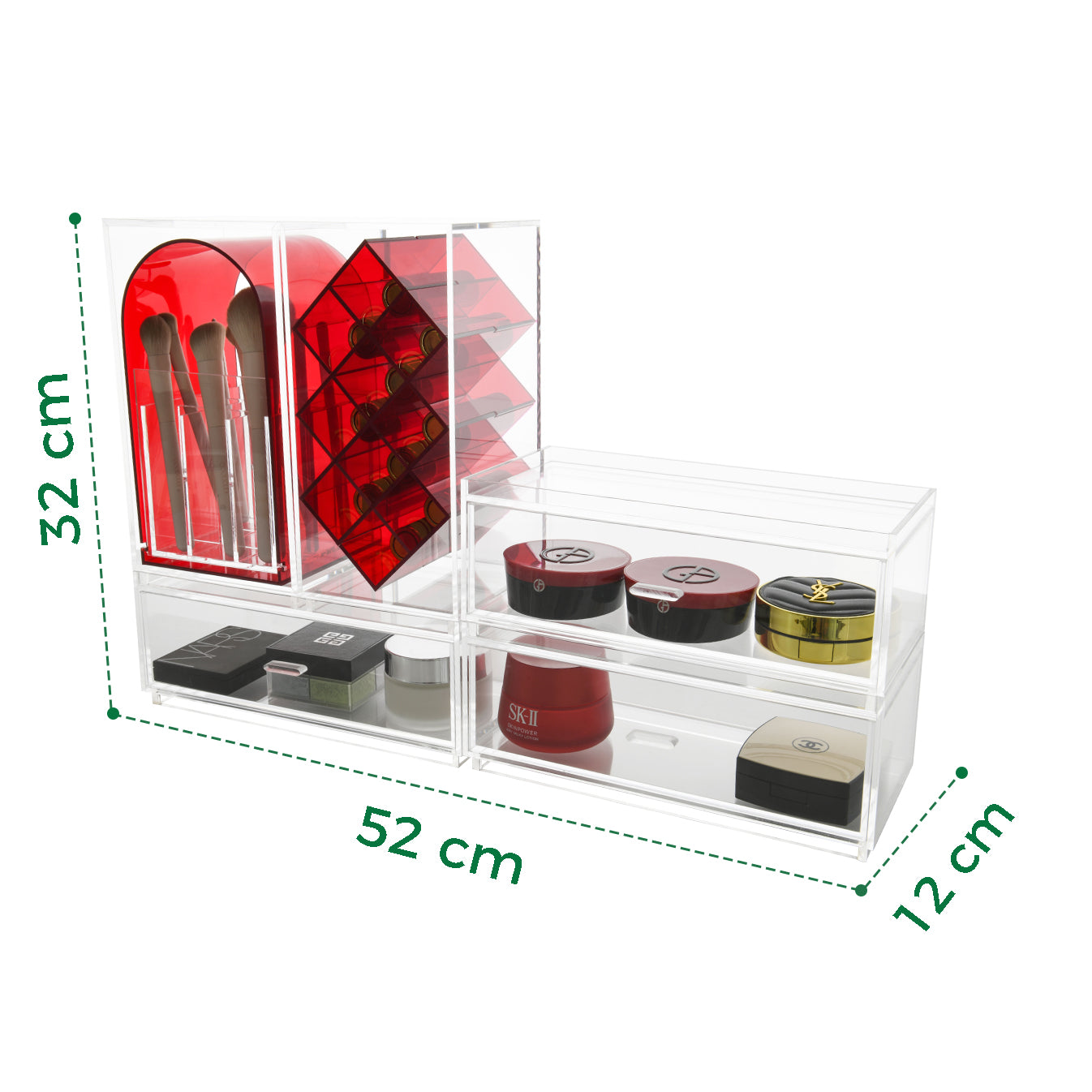 Clear Acrylic Makeup Organizer Set