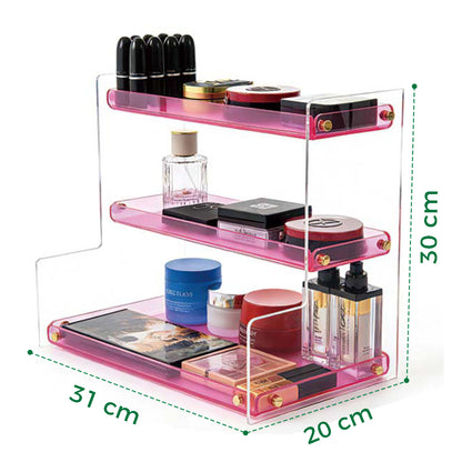 Clear Acrylic  Pink Makeup & Perfume Organizer